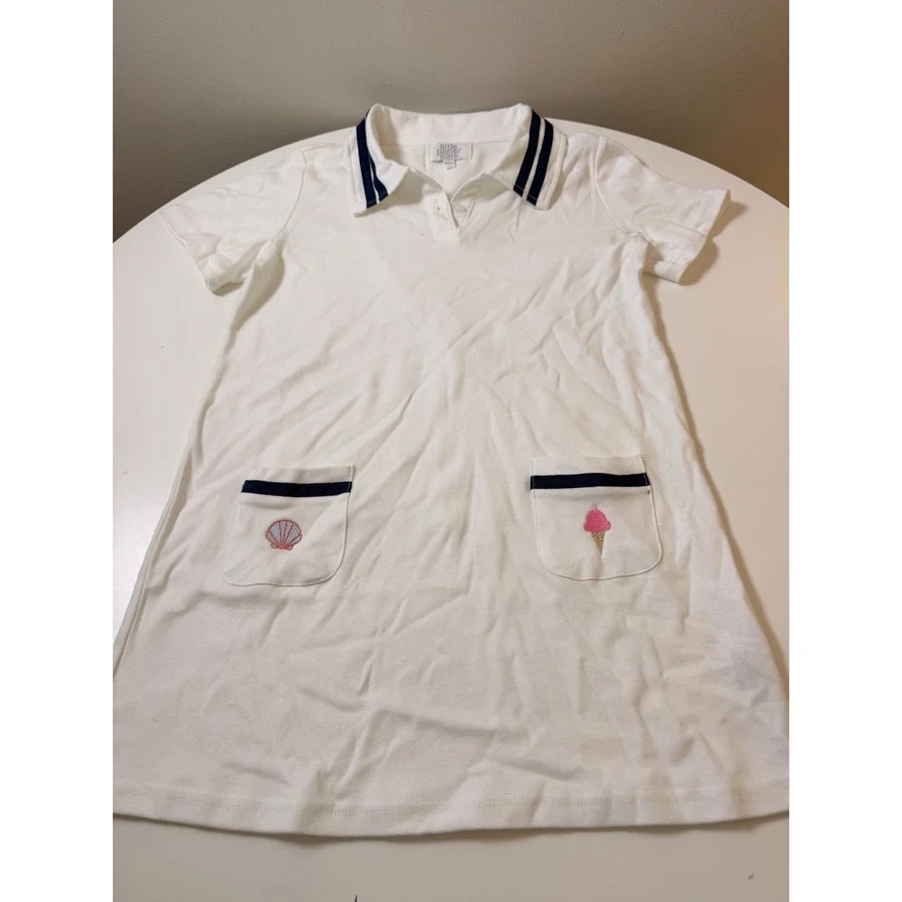 Little Paper Kids Polo Dress Kids Size 10Y White Excellent Shell Ice Cream